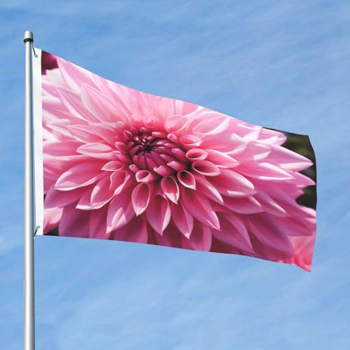 Drapeau de 6 x 0,9 m (90 cm x 60 cm) double face robuste pour extérieur - Bannière personnalisée avec œillets - Drapeau floral de dahlia pour extérieur, printemps, été, jardin, cour, décoration