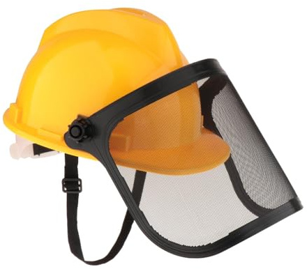 Casco Forestale con Visiera in Rete, Casco Protettivo per Motosega, Protezione Testa e Viso per Disboscamento, Decespugliatore, Giardinaggio