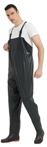 aqxreight Waders de Pêche Antidérapants en PVC Wader de Chasse Imperméable avec Botte pour Hommes et Femmes PVC avec Semelle Extérieure, Le Pantalon intégré Garantit Les Coutures et Les Fuites (41)