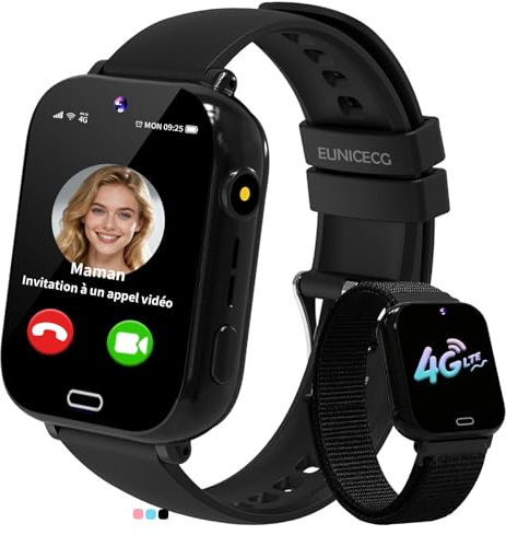 EUNICECG 4G Smartklocka för Barn med GPS-Tracker Videosamtal Telefoner | Klassrumsmodell Röstchatt Spel Väckarklocka SOS Kalkylator - Digital Kids Smart Watch för Jongens Meisjes Födelsedag Gåvor