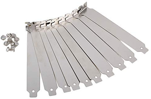 RDEXP 12 x 2 cm Silber Edelstahl Computer Fall Rückseite Slotblech PCI blank Filler Abdeckung flach Abschnitt mit Schraube Set von 10