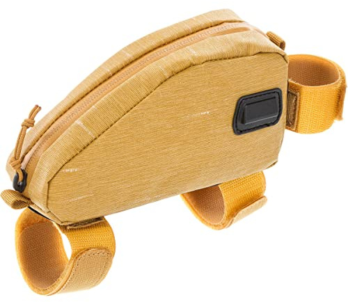 EVOC TOP Tube Pack Fahrradtasche Fahrradrahmen-Tasche für mehr Stauraum am Oberrohr (0,5L Stauraum, wasserabweisender YKK-Reißverschluss, Variable Fixierung, inkl. Rahmenschutz-Streifen), Lehm Gelb