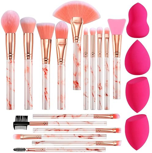 Pinselset Makeup FILY DUAIU 16-teiliges Make up Pinsel Set Rosa Schminkpinsel Set Enthält Lidschattenpinsel Foundation Pinsel mit Make up Schwamm Synthetische Haar Kosmetik Pinselsets