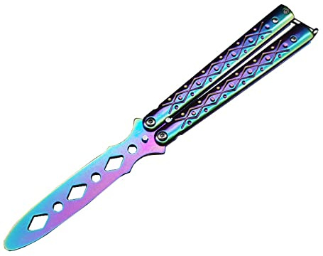 Lerkely üBungs-Schmetterlingkniv, fjärilstränare, ungeschäRfte Klinge Aus Edelstahl 100 % Sicheres Schmetterlingsmesser FüR Das Training Von Balisong Training Knife AnfäNger