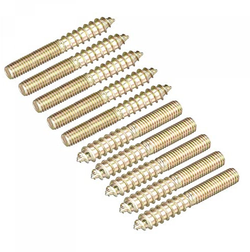 sourcing map M5x40mm Vis Double Filetage Boulon 20pcs Double Extrémité Cheville pour Bois Meuble