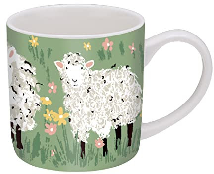 Ulster Weavers - Green Sheep Mug 250ml - Dishwasher & Microwave Safe - Ceramic New Bone China - Coffee Mug with Sheep - Sheep Tea Cup in Green - Sheep Kitchen Accessories - Sheep Gifts
