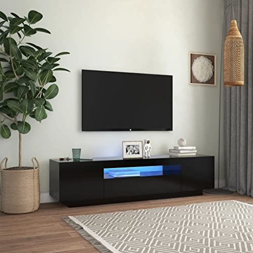Mobile Porta TV,mobile tv soggiorno mobile tv moderno con Spazio di Archiviazione Adatto per camera da letto, soggiorno, B&B, hotel con Luci LED Nero 160x35x40 cm