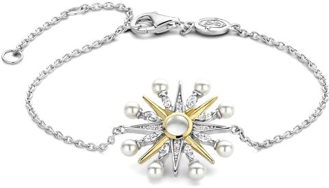 Ti Sento Milano Damen-Armband Schmuck aus Sterlingsilber Farbe Gold und Zirkon. Dieses Armband ist in der Farbe Perle mit Gelbgold vergoldet. Die Referenz lautet: 23026YP., Sterling-Silber