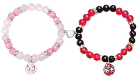 BJPERFMS 2PCS Bracelet Spider, Matching Bracelets, Magnétique Spider Attraction Mutuelle, D'amitié, Bijoux Cartoon, Cadeau pour Femme Fille et Meilleure Amie