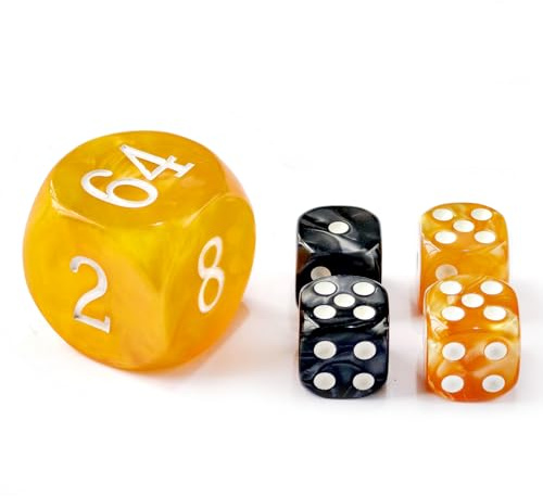 Set di 5 dadi da backgammon da 30 mm, cubi grandi per raddoppiare backgammon da 30 mm, 4 dadi da 16 mm (ambra marmorizzata)