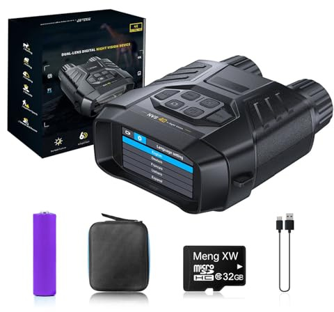 DEWIN 4K Prismaticos Vision Nocturna,Binoculares Visión Nocturna Visor Nocturno con Recargable 2000mAh,Visión Infrarroja de 7 Niveles Alcance Visible 300M with Zoom Digital 6X