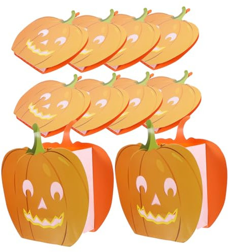 Alipis 10Pcs Halloween Pumpkin Paper Luminary Bags Hollow Candle Holder for Romantic Fire Retardant Kraft for Halloween Celebrations and Home Decoration