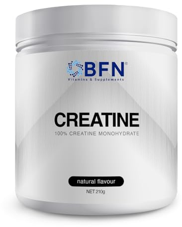 BFN Vitamins & Supplements Creatina Monoidrato in Polvere, 210g, Gusto Naturale, Integratore per Massa Muscolare e Forza