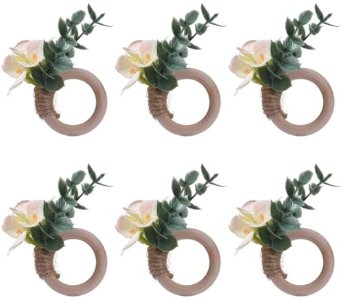 Glixoft 6 Anillos De Servilleta con Forma De Hoja, Estilo Bohemio, Estilo Rústico, para Bodas, Acción De Gracias, Navidad, Decoración De Mesa.