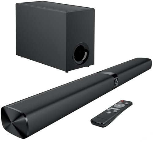 GarageRock Sound Bar with Subwoofer for TV, 110W Soundbar Speaker with Deep Bass&Volume Boost&3 EQ Mode, Bluetooth 5.3/ARC/Opt/AUX, Surround Sound System for TV/PC/Projectors/Home Cinema/Music, 1 Set