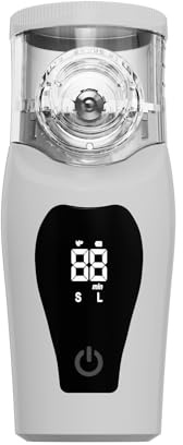 FONCBIEN Nebulisateur Inhalateur, Inhalateur pour Adultes et Enfants Écran Numérique Medical Nébuliseur Portable Aérosol Rechargeable par Câble USB 2 Masques Et Embout Buccal