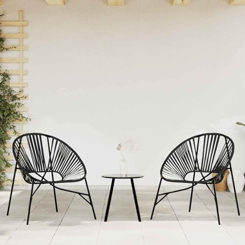 Mengtu Garden Chair Set 3 pcs, Outdoor Rattan Patio Furniture with Metal Coffee Table, PE Rattan and Powder Coated Steel, Backyard Terrace Leisure Seating for Group Gatherings