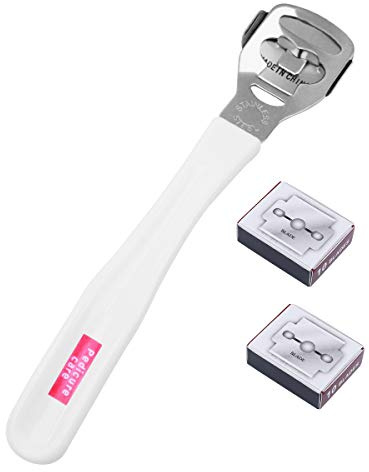 Healifty - Afeitadora para pies con 20 cuchillas desechables para cortar la piel de acero inoxidable para quitar la piel dura callosidades y cutículas