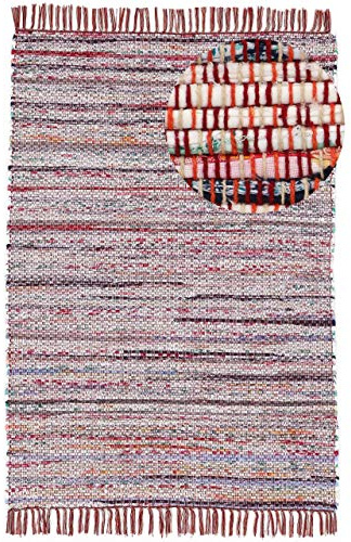 carpetfine Flachgewebeteppich Kelim Chindi Rot 80x150 cm | Moderner Teppich für Wohn- und Schlafzimmer