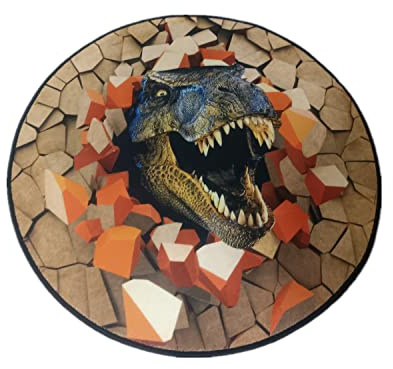 Home Decor - Alfombras de ilusión óptica 3D, diseño de dinosaurios de animales con agujero, alfombrillas antideslizantes para baño infantil, cama, sala de estar, sala de juegos (CA5191BB)