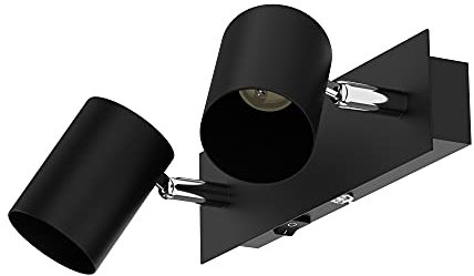 ledscom.de Wandleuchte WAIKA, 2-flammig, Schalter, schwarz matt, eckig, 2x GU10 max. 60W