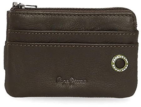 Pepe Jeans Badge Monedero con Tarjetero Marrón 11x7x1,5 cms Piel