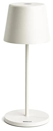 Pertrix LED Akku Gartentisch Leuchte Weiß stufenlos dimmbar - IP65 Tisch Lampe ohne Kabel für In- & Outdoor, 2700-3000K, 280 mm hoch, runde Tischlampe Esstisch, moderne LED Tischlampe Outdoor