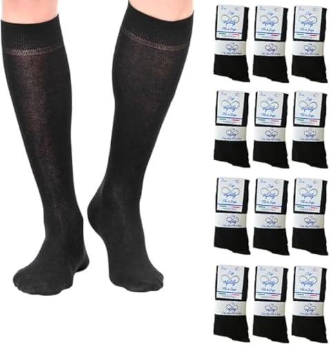 Infinity 3 o 6 paia Calze Lunghe Uomo Cotone Filo di Scozia Elasticizzato (Nero 3 Paia, 43-46)