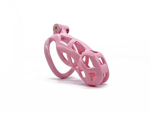3D Modeling Chastity Cage Device with Lock & 5 Curved Rings - Male chastitycage Men urethral in Pink