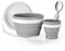 Odoland Foldable Cup, Bowl and Stainless Steel Spoon, Microwave Oven Available Food Grade Silicone for Mess Kit Outdoor Camping Hiking and Picnic