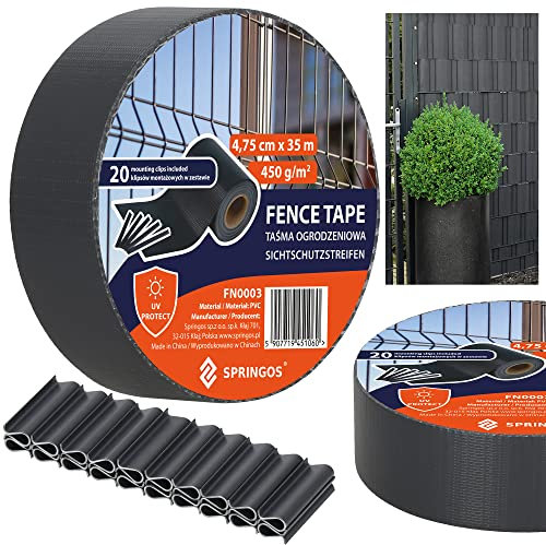 SPRINGOS Strisce frangivista giardino 35 metri con 20 clip per recinzioni da giardino a doppia asta