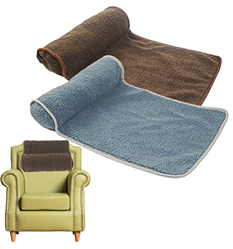 Xikangshun 55×35cm Neck Pillow for Recliner Head Pillow, Hanging Recliner Neck and Head Pillow, Large Neck Roll Recliner Head Travel Pillow for Car/outdoor Chair and Sofa (Blue&Brown, 2Pack)