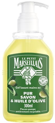 Le Petit Marseillais - Gel Lavant Mains Pur Savon & Huile d'Olive (flacon-pompe de 300 ml) – Savon mains avec 92 % d'ingrédients d'origine naturelle – Savon mains au pH neutre pour la peau