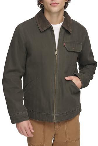 Levi's Men's Cotton Field Jacket With Corduroy Collar, Olive, XX-Large