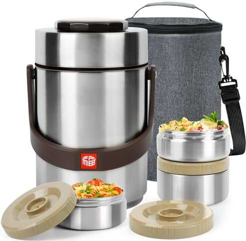 Spoilu Thermo for Hot Food & Soup 67 Oz, 3-Layer Sealed Stackable Insulated Food Container with Lunch Bag, Ideal for Daily Office Meals, School Lunches and Outdoor Dining