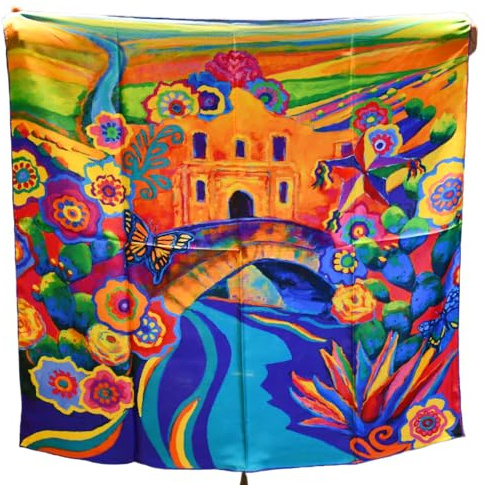 Prettystern Donna 90cm in Twill Di Raso Seta Colorata Foulard Scialli Fazzoletti Da Collo Stampa Artistica