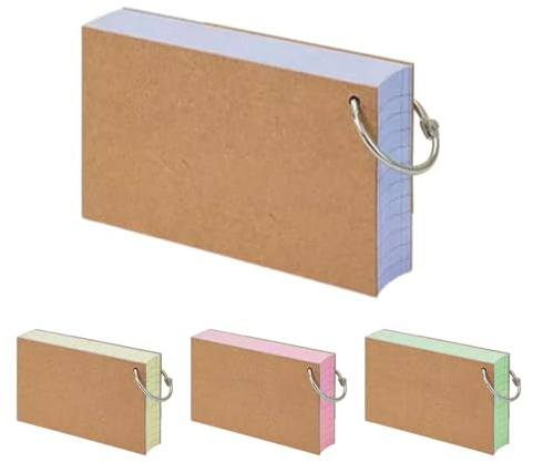Tarjetas flash rayadas – Índice | Tarjetas de índice rayadas de 3 x 5 pulgadas con anillos de metal para revisión de estudiantes, toma de notas, planes de lecciones para profesores, niños, aula,