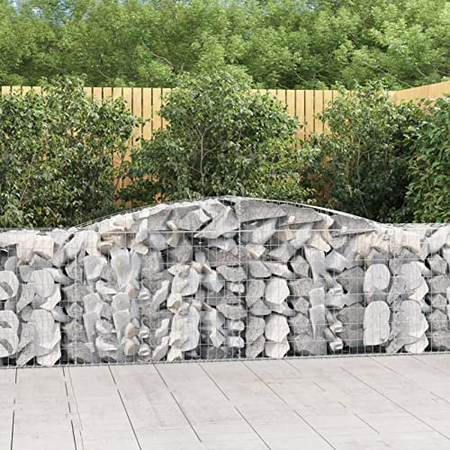 Iiaky Arched Gabion Baskets 25 pcs 400x50x80/100 cm Galvanised Iron,Gabion Wall Mesh Wire Stone Basket Galvanised Iron Stone Basket Outdoor Spiral Planter Retaining Wall
