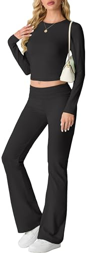 IWOLLENCE Two Piece Outfit Women 2-Piece Lounge Sets for Women UK Coord Outfit Y2K Gym Set Lounge Wear Tracksuit Full Set (Black, M)