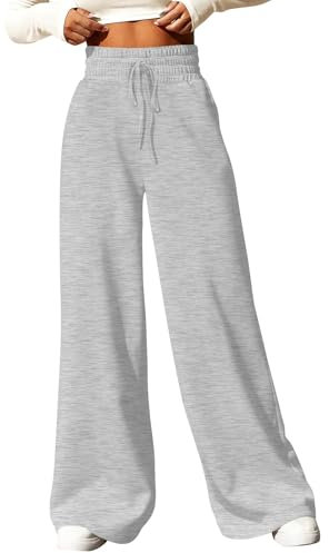 HSUAYEUD Jogginghose Damen Baggy,Damen Yogahose Stretch Freizeithose Bequeme Pyjamahose Schlafanzughose Lang Leichte Lounge Hose Hausanzug Hosen Relaxhose Sommerhose Weites Bein