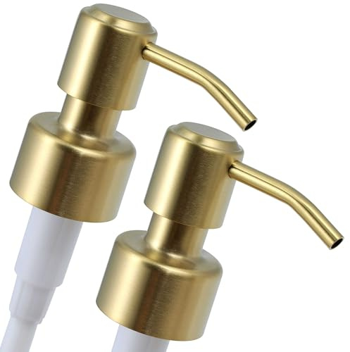 ALTGLAS Twin Pack – 2 x tvålpump i rostfritt stål Roma som ersättning för flytande handtvåldispensrar (borstat guld) – passar t.ex. Jack flaska