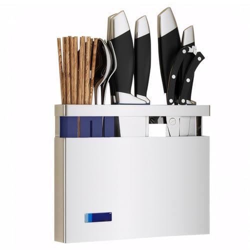 Portacoltelli sottopensile, ceppo portacoltelli sottopensile in acciaio inox, portacoltelli da parete per riporre i coltelli in cucina