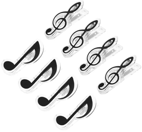 KQOZG Clips de Música para Partituras, 8 Piezas, Pinzas de Plástico para Libros, Notas Musicales, Páginas de Libros, Clips de Presión para Piano, Soporte de Plástico para Partituras, Atril Música