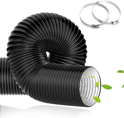 TEOV Abluftschlauch Ø 150mm Länge 1m, PVC Alurohr Flex-Schlauch Abluftschlauch mit 2 Schlauchschelle Edelstahl für Mobile Klimaanlage, Abluftventilator, Abzugshaube, Belüftungssystem