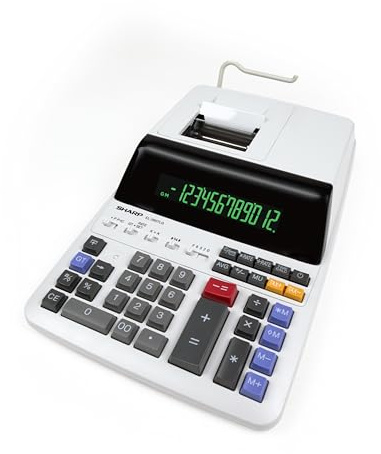 Sharp EL-2607 LG druckender Tischrechner (12 Stellen, LCD Display, schwarz/rot Druck, Netzanschluss) Weiß