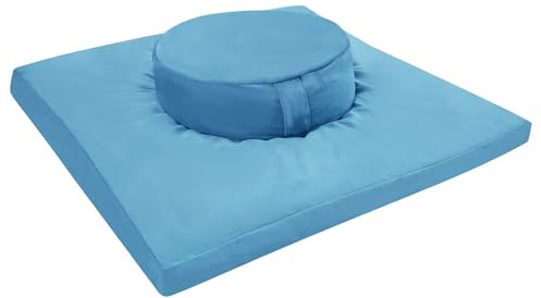 Tappetino da meditazione, cuscino da yoga, cuscino in cotone, cuscino da meditazione, cuscino da meditazione e zabuton, cuscino da pavimento per sedersi e inginocchiarsi (blu)