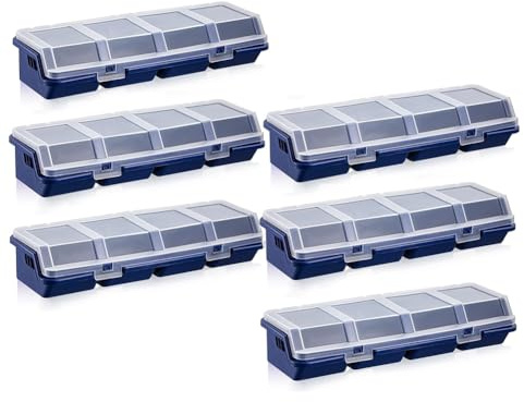 Asyduey Confezione da 6 Scatole Organizer per con Coperchi, 4 Scomparti, Contenitori per Attrezzi, Scomparti Divisori, Contenitori per di Smistamento, Cassetta Degli Attrezzi