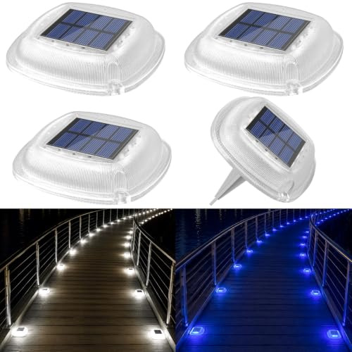 Lacasa Luces Solares Jardin, 4 Pack LED Lámpara Solar Exterior de Caminos
