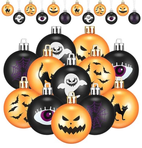 Halloweenbollar 12 Stycken Av Läskiga Lätta Festdekorationer