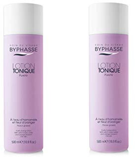 Byphasse LOT DE 2 - Lotion tonique pureté à l’eau d’hamamélis et fleur d’oranger peaux grasses - 500 ml - Peaux grasses